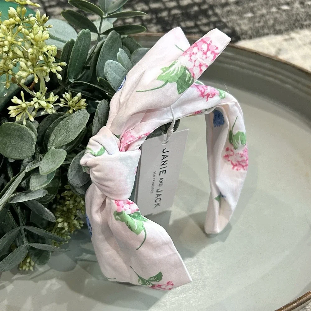 Janie And Jack‎ Floral Pink/Green Bow Headband NWT